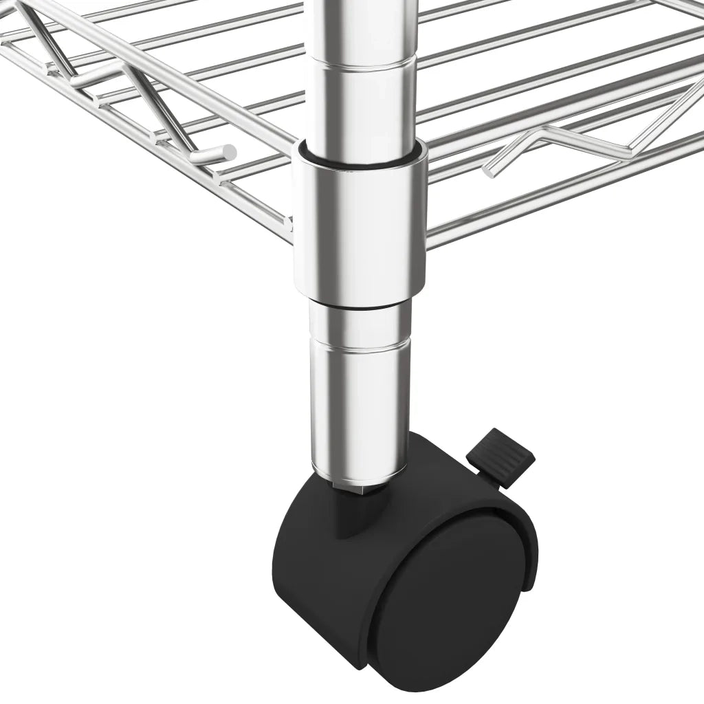 Scaffale a 5 Livelli con Ruote 75x35x155 cm Cromato 250 kg 324629