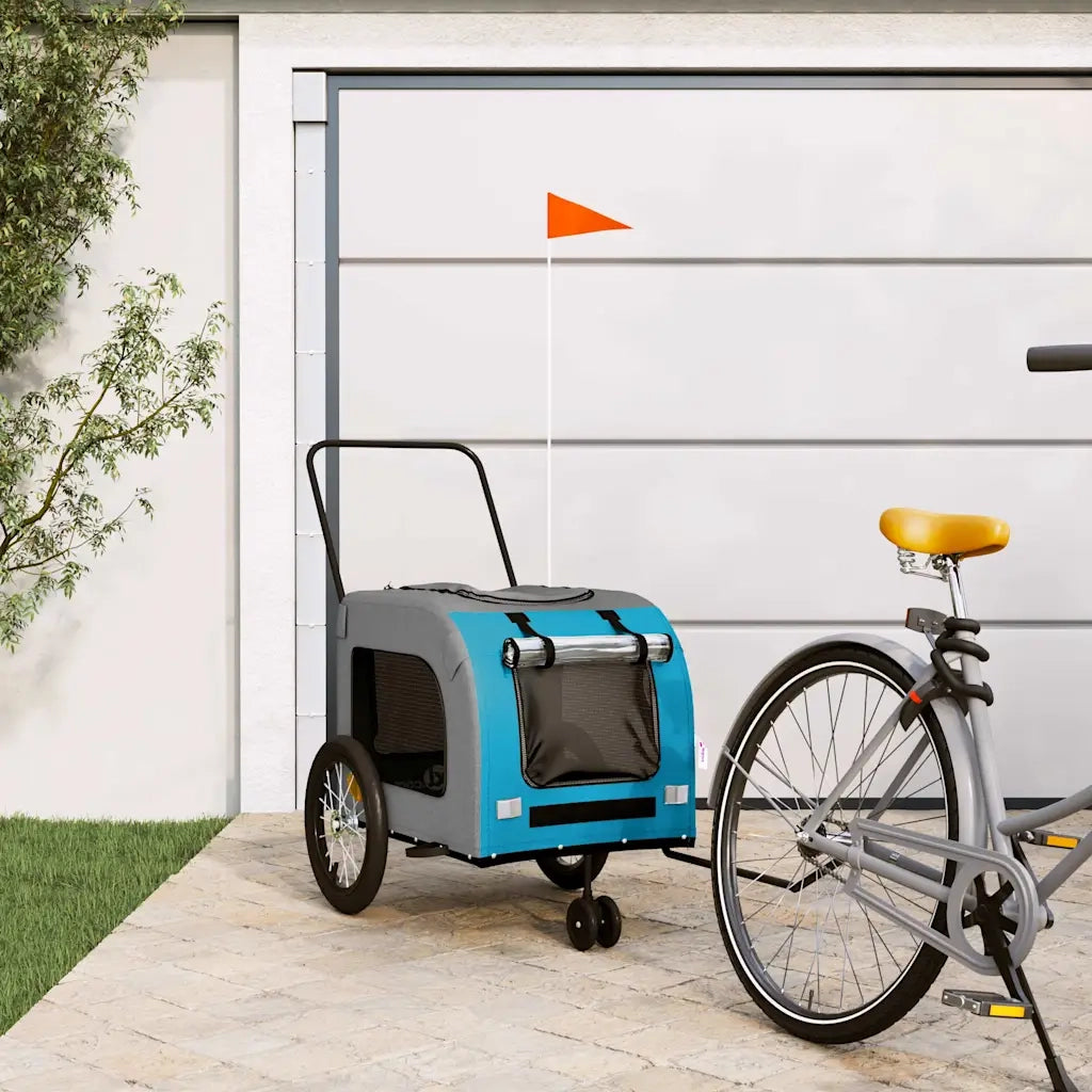 Rimorchio da Bici per Animali Blu e Grigio Oxford e Ferro CFW3723290