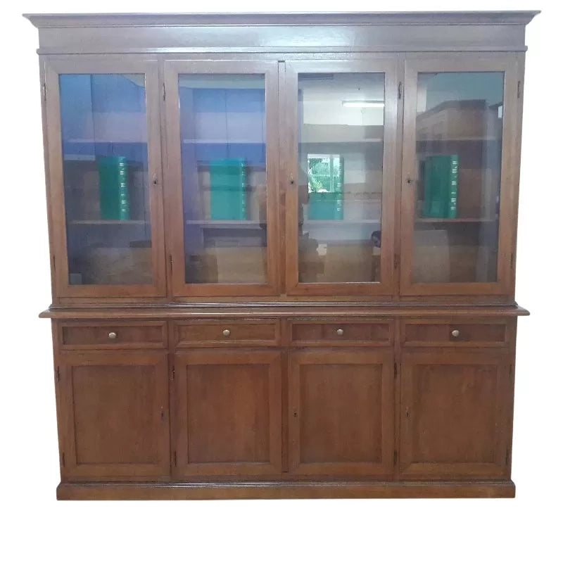 Cristalliera 4 porte 4 cassetti legno massello tinta elite 205 x 42 x 205 - Mobili 2G