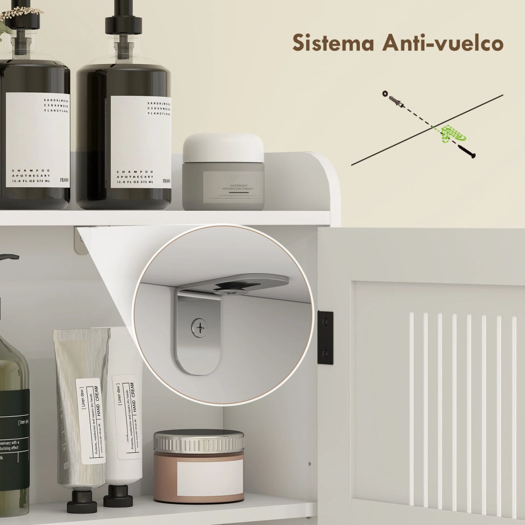 Mobiletto Sospeso per Bagno con 2 Ante e Ripiano Regolabile ¨C Zephmum ¨C Bianco 60x30x30