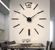 Orologio da Parete Moderno DIY Grande con Effetto Specchio Acrilico Decorazione per la Casa con Sticker 3D Grande, Non Rimosso, Senza Batteria, Nero
