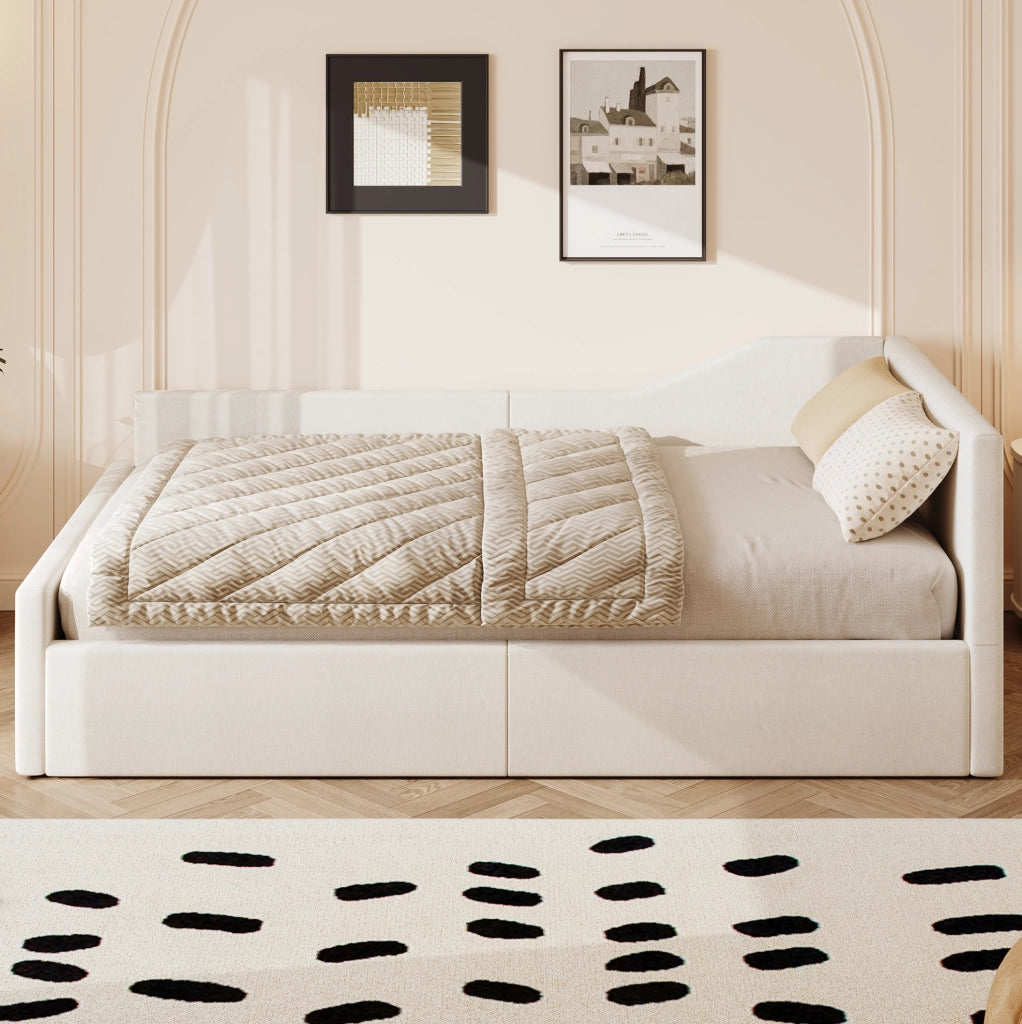 Divano letto 140x200 con contenitore; MDF e compensato; beige