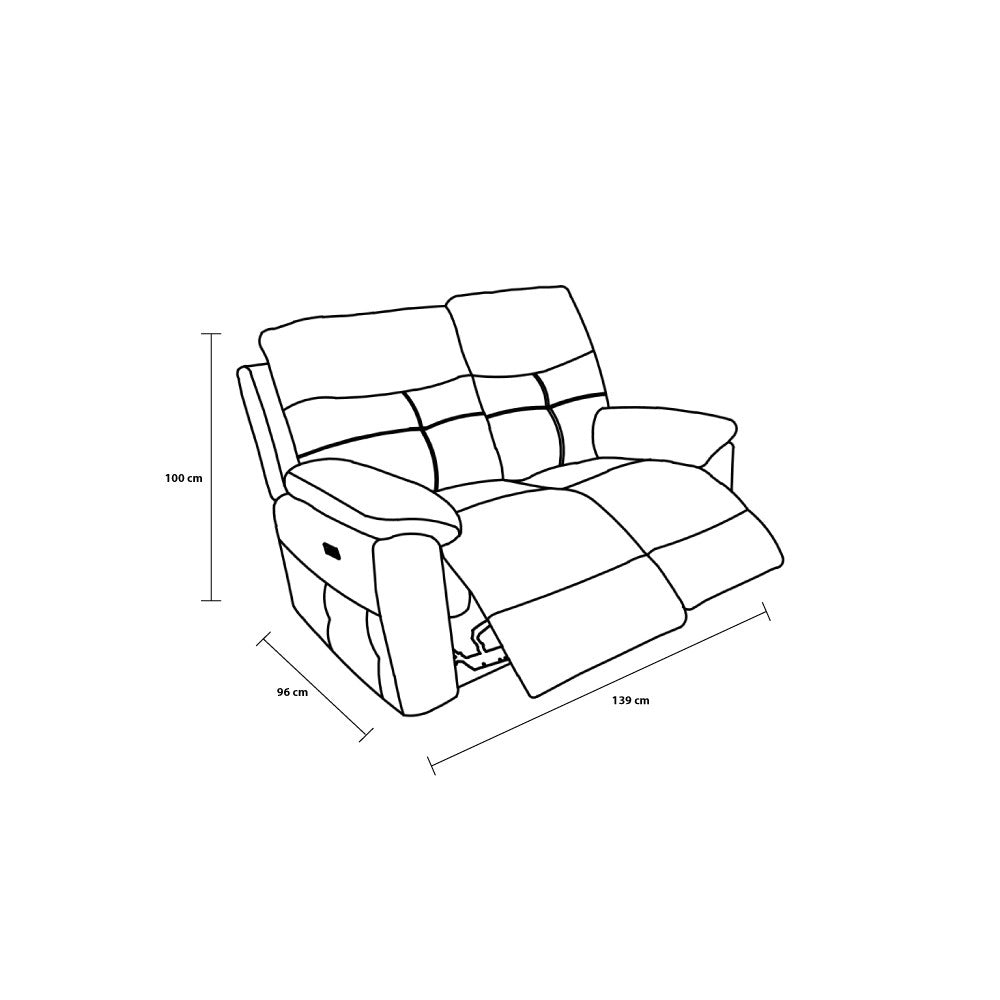 Set divani Kayde 2 e 3 posti recliner elettrici in tessuto Mia 103-27 grigio scuro