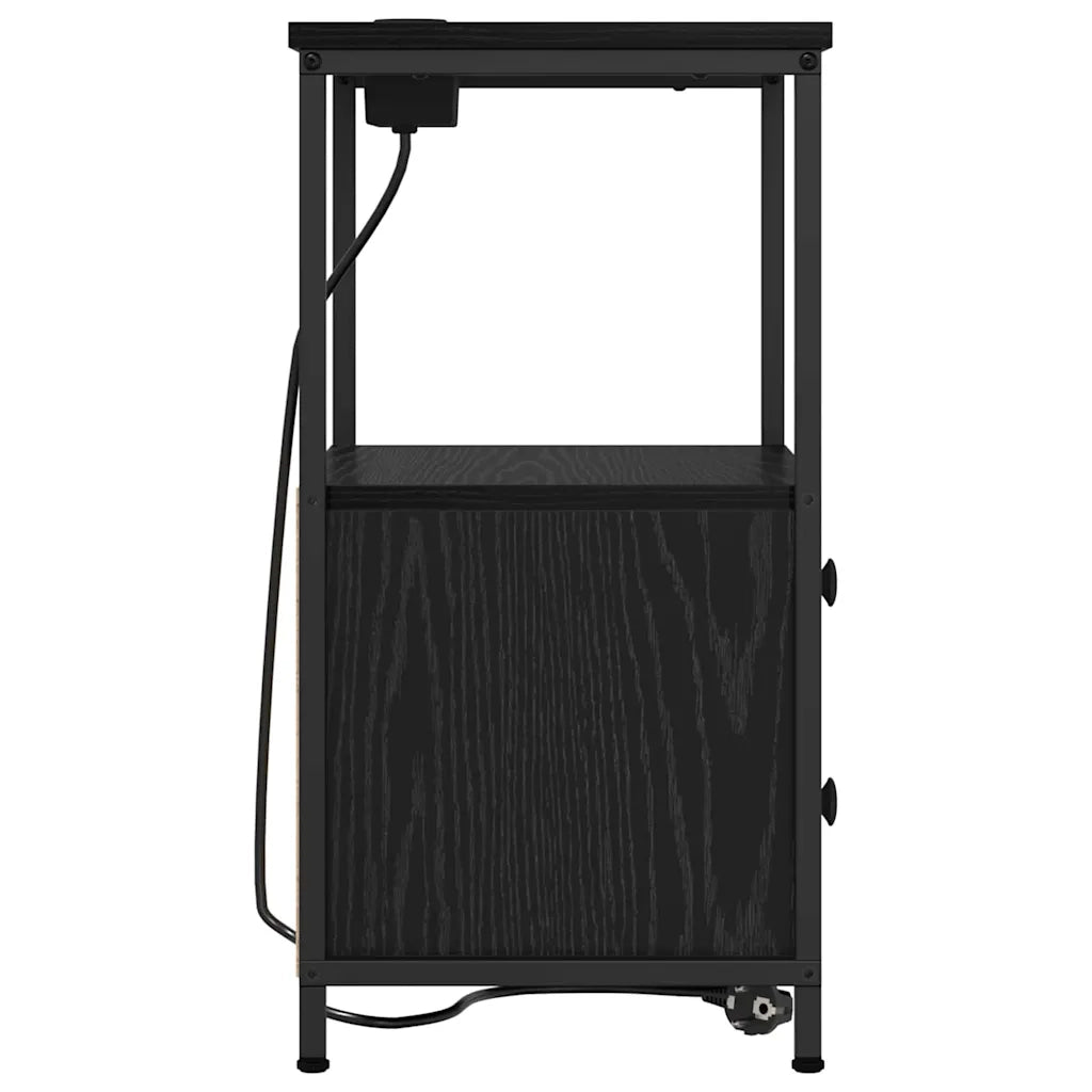Set di 2 Comodini | Armadio da Notte | Mobiletto da notte con cassetto Rovere Nero 40 x 31 x 60 cm