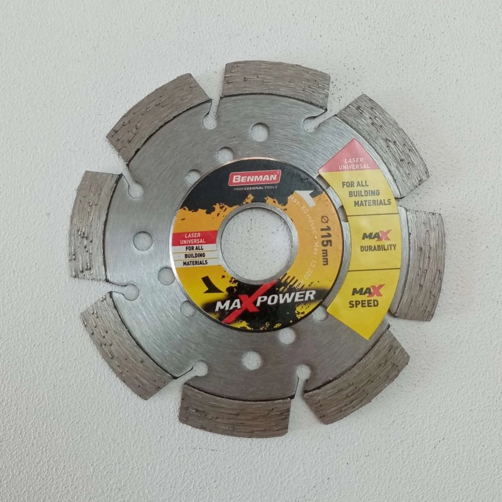 Benman maxpower laser universal 115mm disco diamantato per calcestruzzo armato, rocce dure, materiali da costruzione