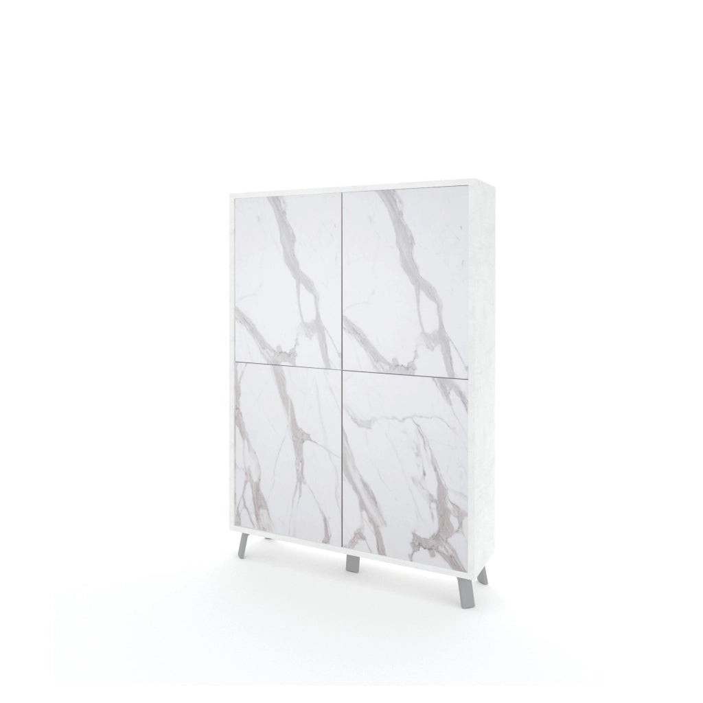 Credenza alta VELBRUK bianco pietra/marmo calacatta