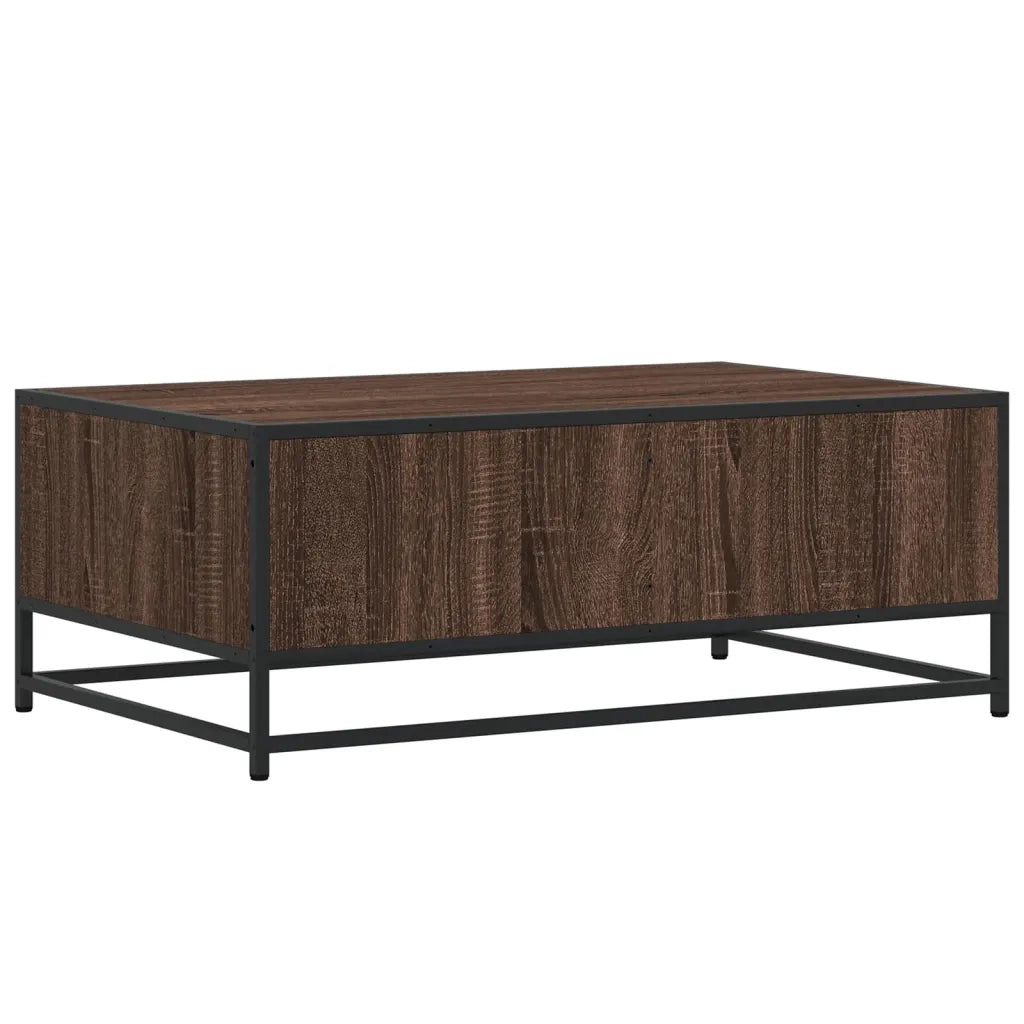 Tavolino Rovere Marrone 90x57x35 cm Legno Multistrato e Metallo