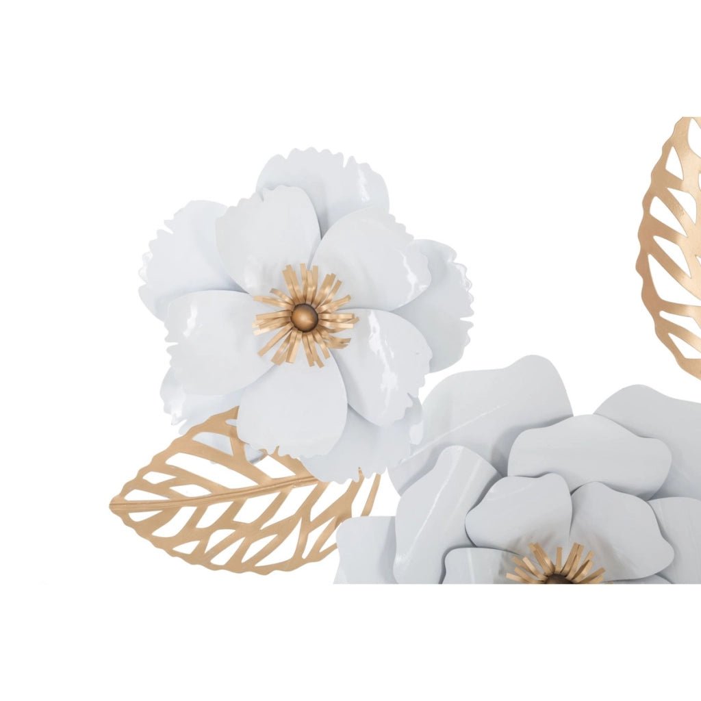 Decorazione in Metallo 3D Fiori 2, Bianco, Metallo, 158x9x60 cm
