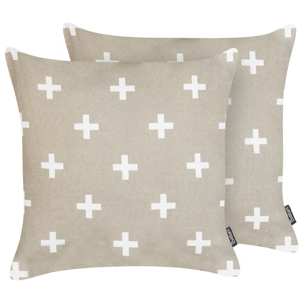 Set di 2 cuscini decorativi in cotone tortora 35 x 50 cm stile moderno soggiorno