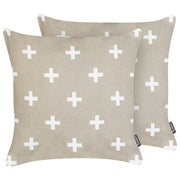 Set di 2 cuscini decorativi in cotone tortora 35 x 50 cm stile moderno soggiorno