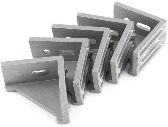 Supporto angolare in alluminio - Set da 5 - 58 x 58 x 28 mm - Robusto e duraturo - Per porte e mobili - Facile da fissare - Angolo di sostegno