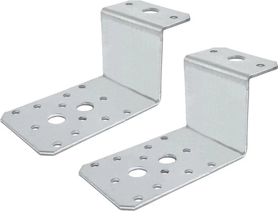 Set di 2 viti a "Z" per montaggio 50x30x85x55x2,5mm con angoli arrotondati e 17 fori circolari - montaggio in legno - acciaio zincato Z275 - opzione di fissaggio solida