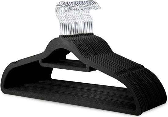 Hangers in flanella di velluto con pacchetto da 20 (45 cm) - Hangers di abbigliamento antiscivolo con maniglia di trazione - 360 gradi - Soluzione duratura per la conservazione a casa dei hangers per giacche