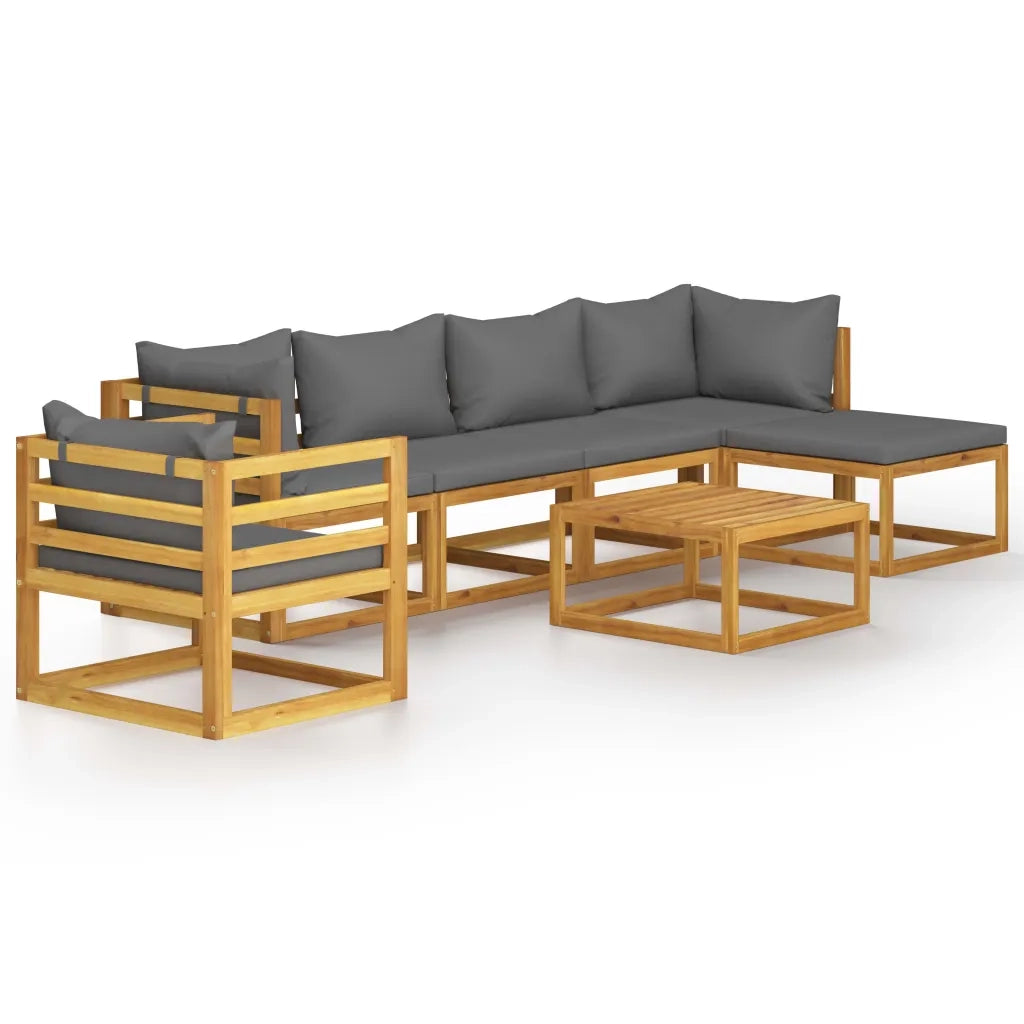 Set Divani da Giardino 7 pz con Cuscini in Massello di Acacia cod mxl 40559