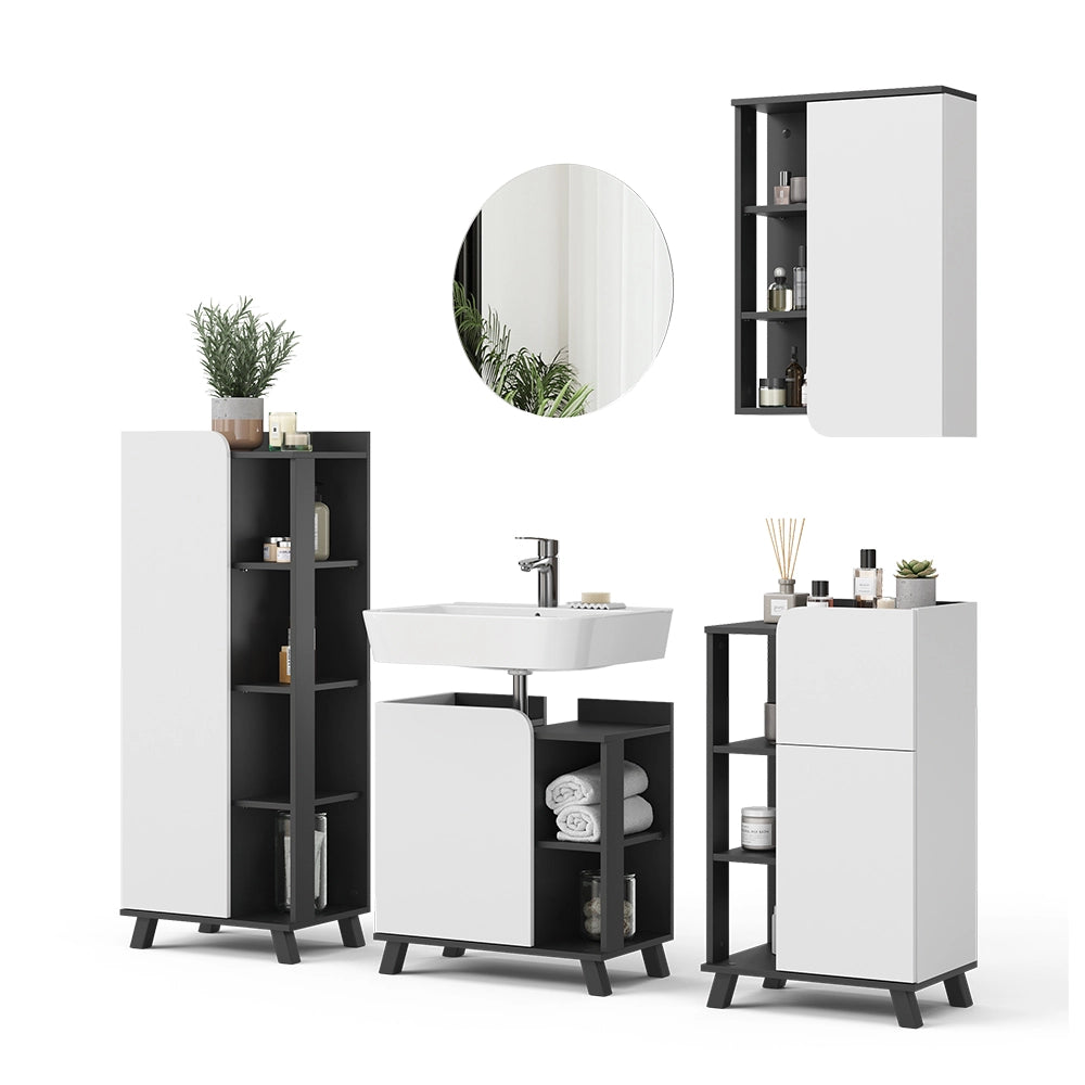 Vicco Set di mobili da bagno Antracite/bianco 5 parti