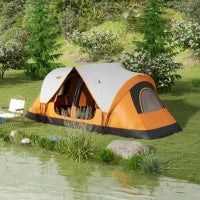 Tenda da Campeggio, 2 Stanze, Divisorio, per 8 Persone, Protezione dalla Pioggia, Arancione