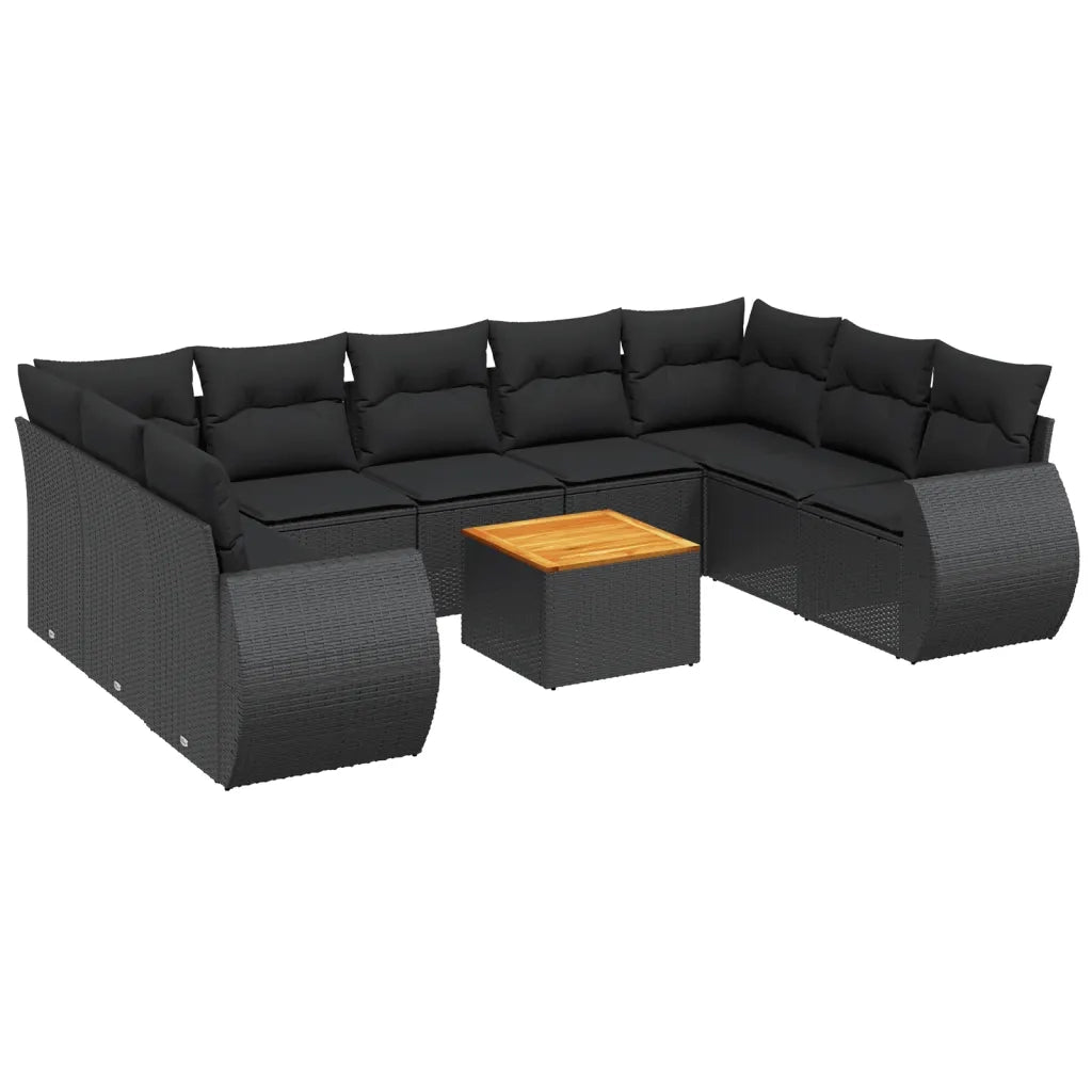 Set Divani da Giardino 10pz con Cuscini in Polyrattan Nerocod mxl 89361