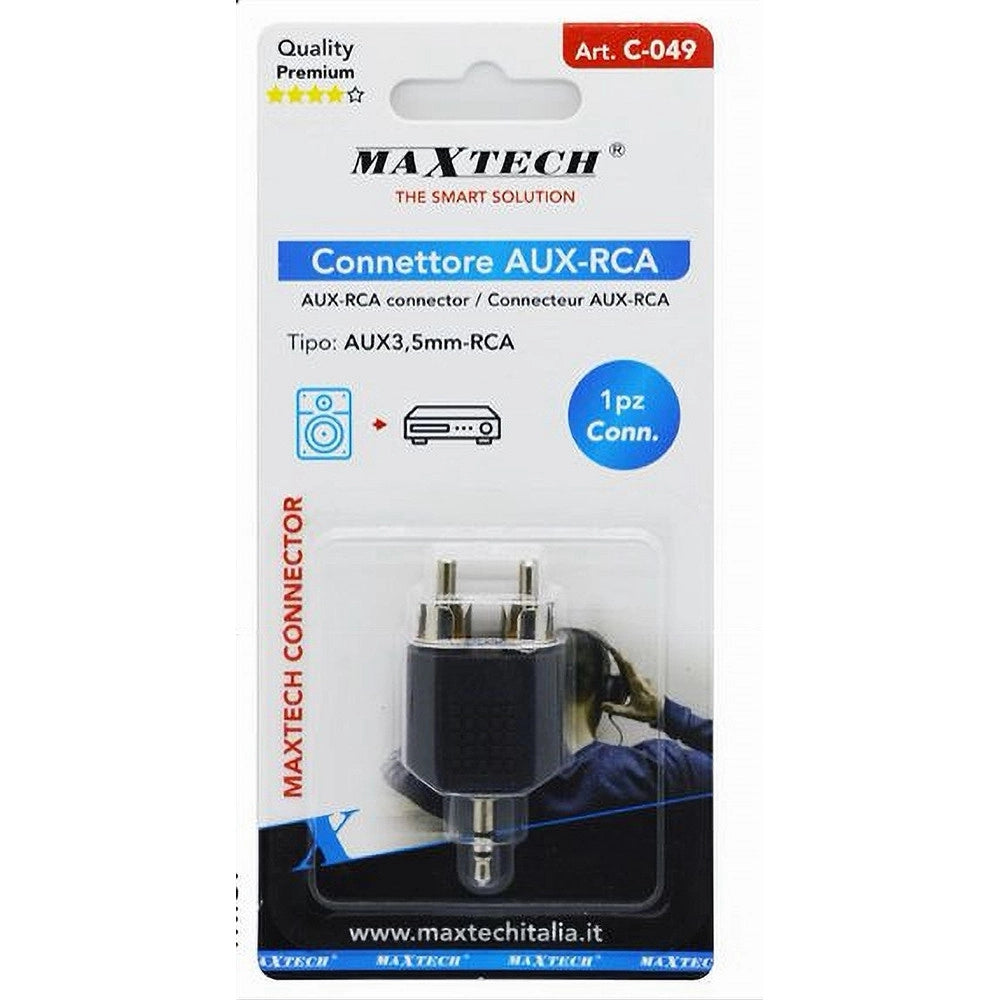 Trade Shop - Connettore Adattatore Audio Splitter 2 Rca Maschio Ad Aux 3,5 Mm Maschio C-049 -