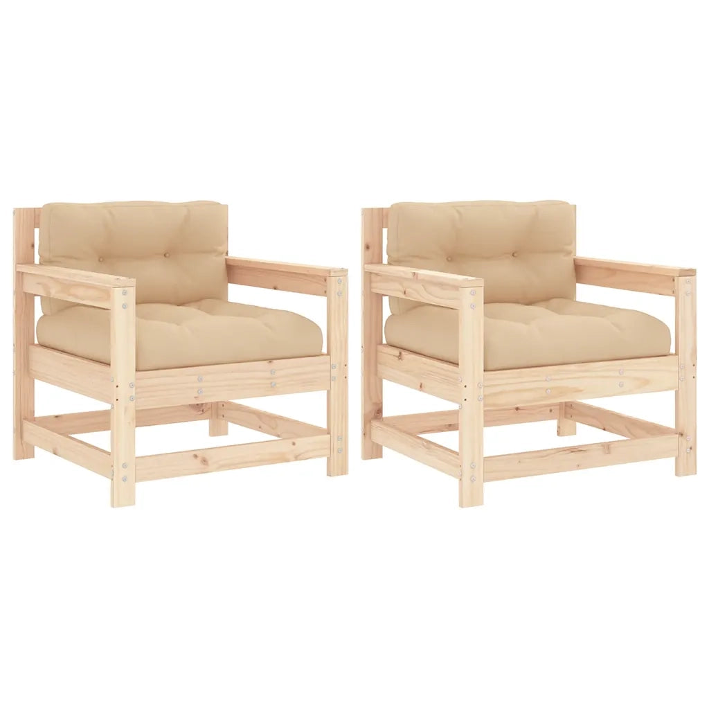 Sedia da patio-Sedie da Giardino con Cuscini 2 pz Legno Massello di Pino 855570