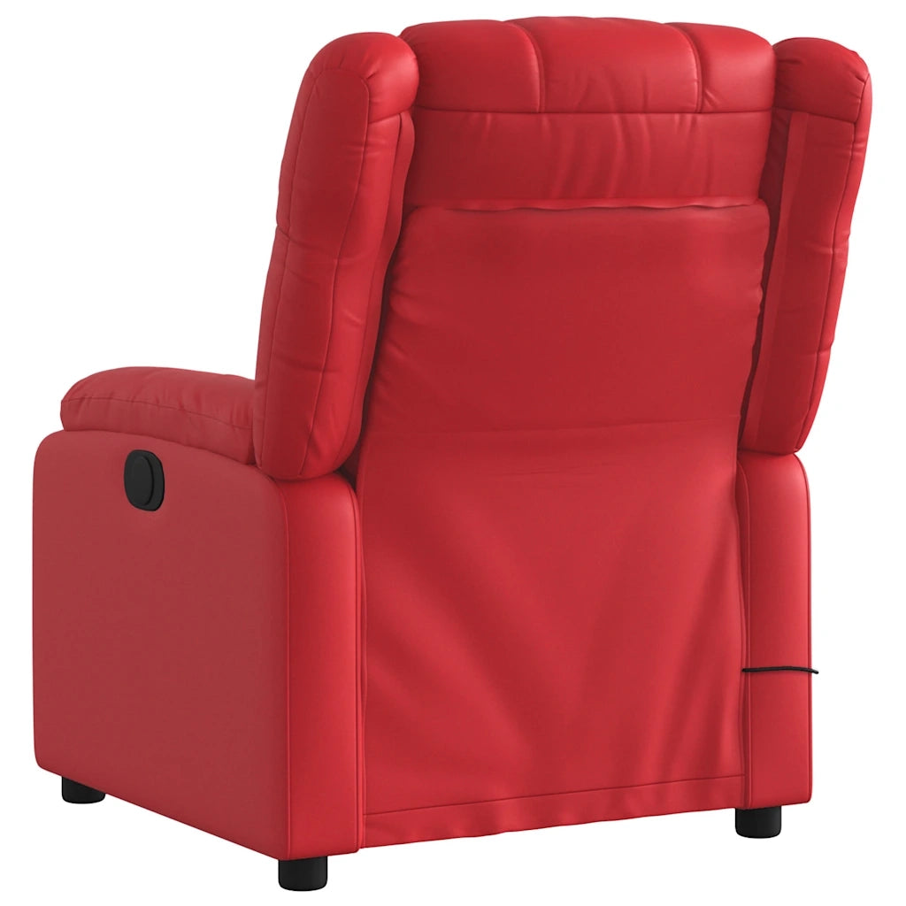 Poltrona Massaggio Elettrica Reclinabile Rosso Similpelle 3205148