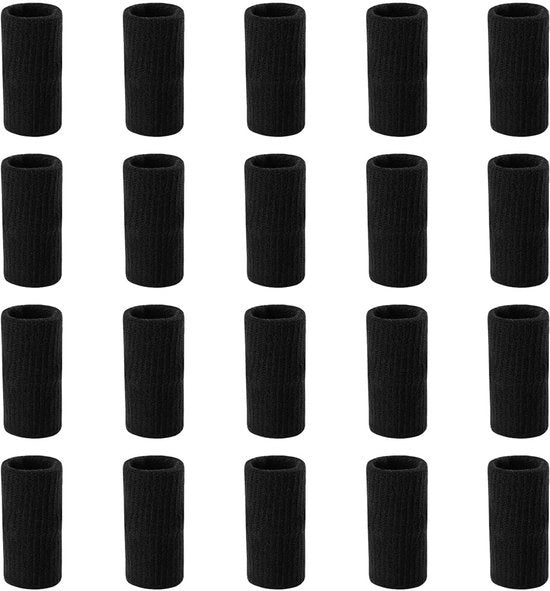 Protezioni per dita - Bende di sostegno per dita - Nero - Compressione - Sport Elastico - Adatto a Basket e Pallavolo - 20 pezzi