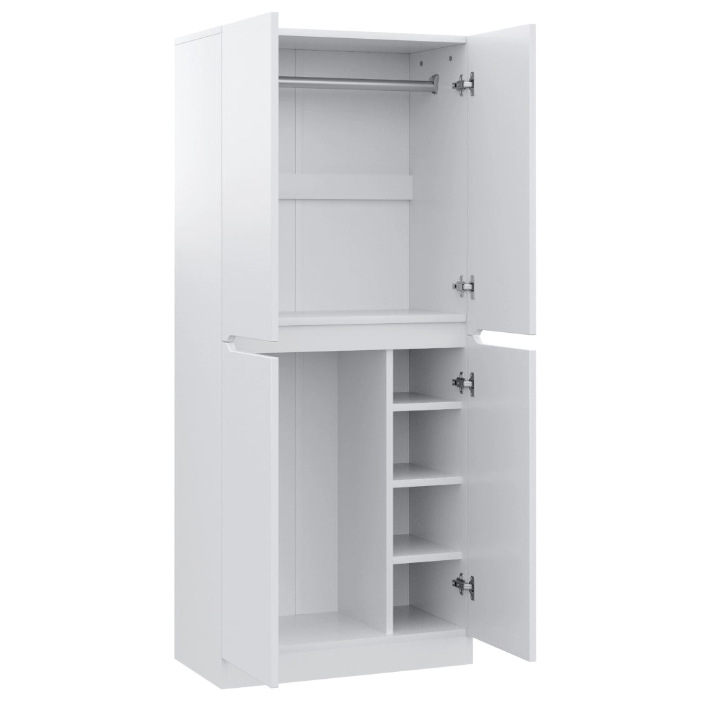 Armadio a due ante 70x40x170 cm in legno; metallo; compensato e MDF; bianco