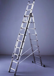SCALA COMBINATA IN ALLUMINIO A 3 ELEMENTI 9 GRADINI 254/592 CM.