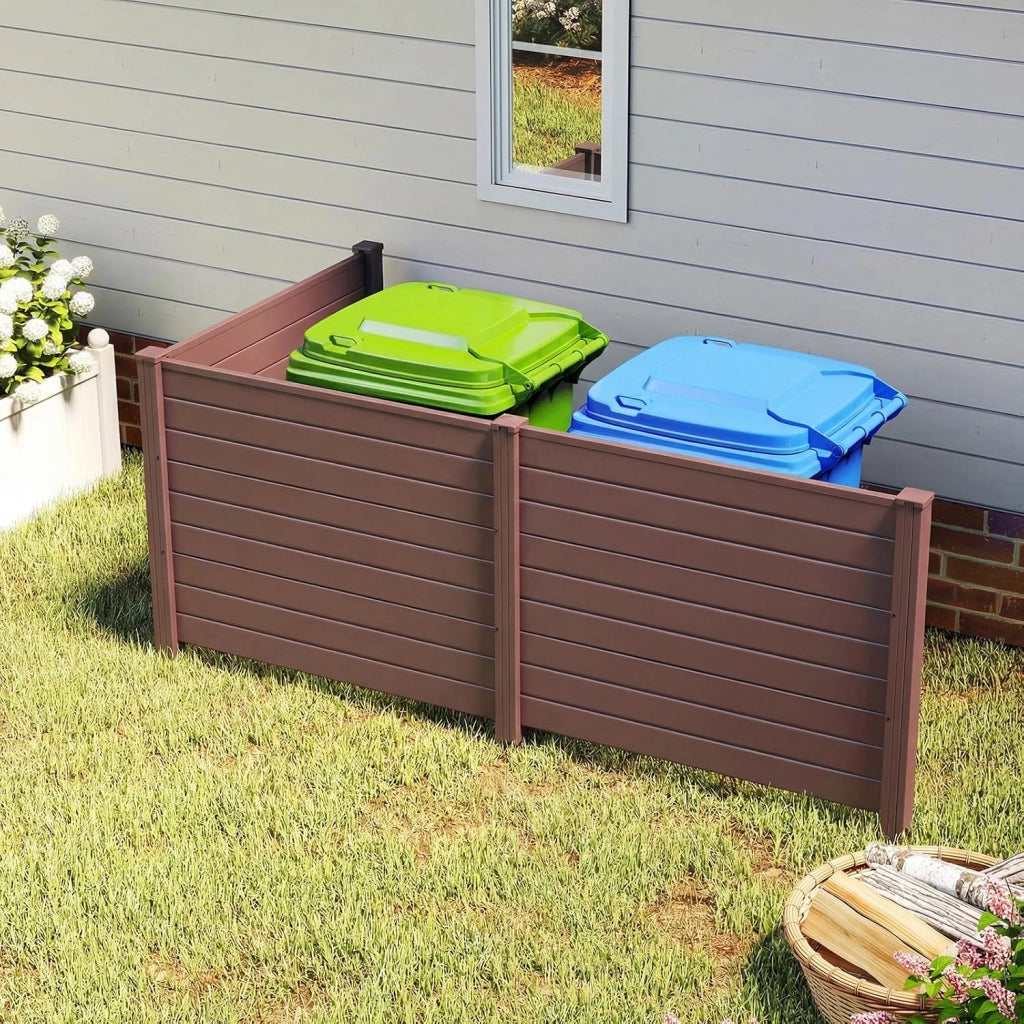 Recinzione da Giardino con 3 Pannelli e 4 Pali di Metallo Zincato | Schermo Privacy da Esterno Modulare per Copribidone e Condizionatore d'Aria