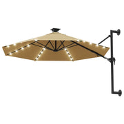 Ombrello | Parasolne da Giardino a Parete con LED 300 cm Tortora