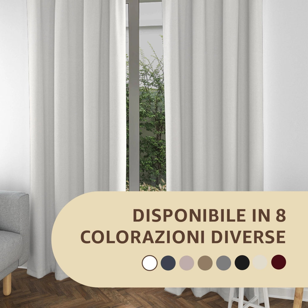 Tende per Interni Camera da Letto e Soggiorno Con Anelli - 140x280cm - 2 Pezzi Colore: BIANCO