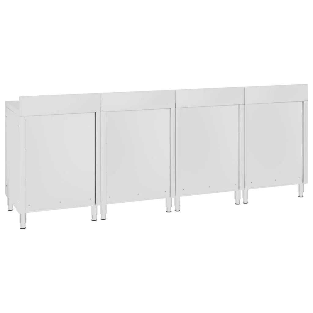 Tavolo da lavoro commerciale con mobiletto 240 x 60 x 96 cm acciaio inox 02_0001902