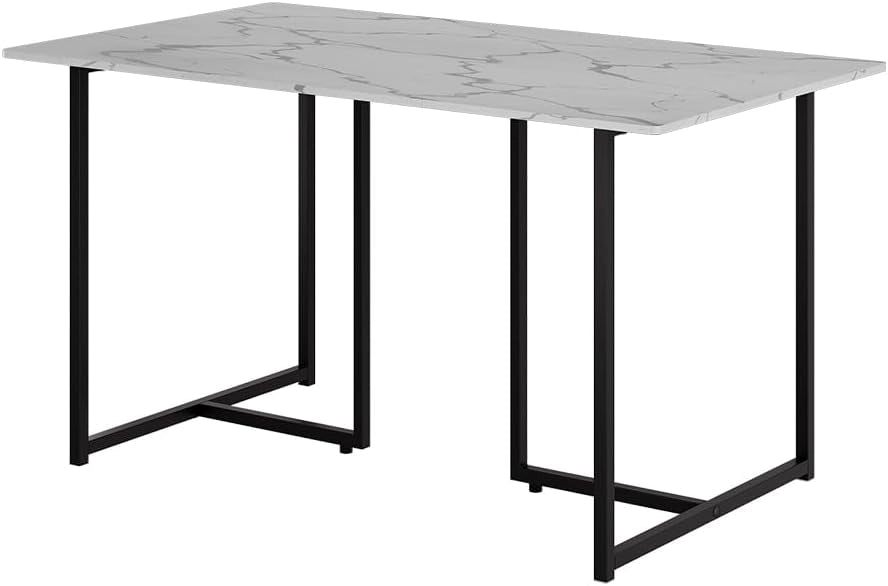 Tavolo da pranzo Merido, Grigio/marmo-bianco, 140 x 80 cm, adatto per 4 persone, superficie facile da pulire
