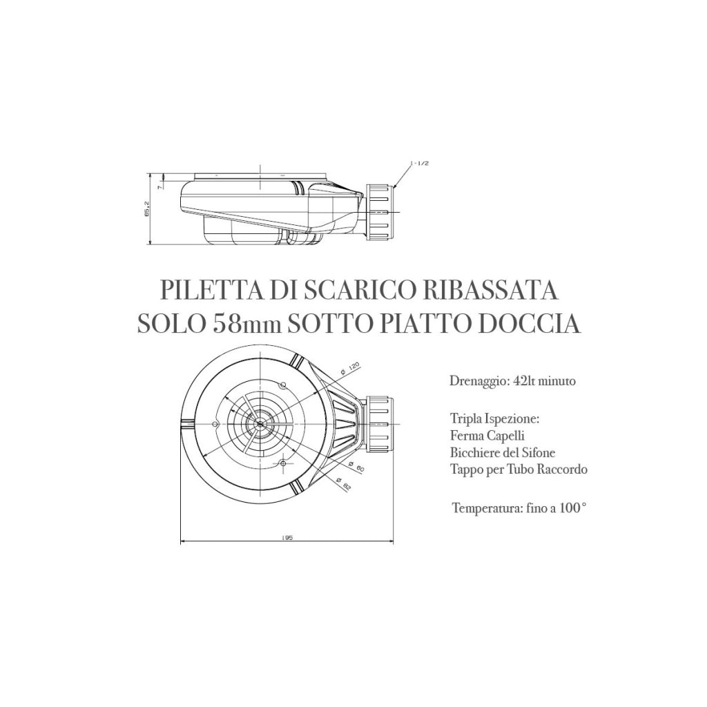 Piatto doccia in marmo resina nero pietra cemento prestige, misura 90x190