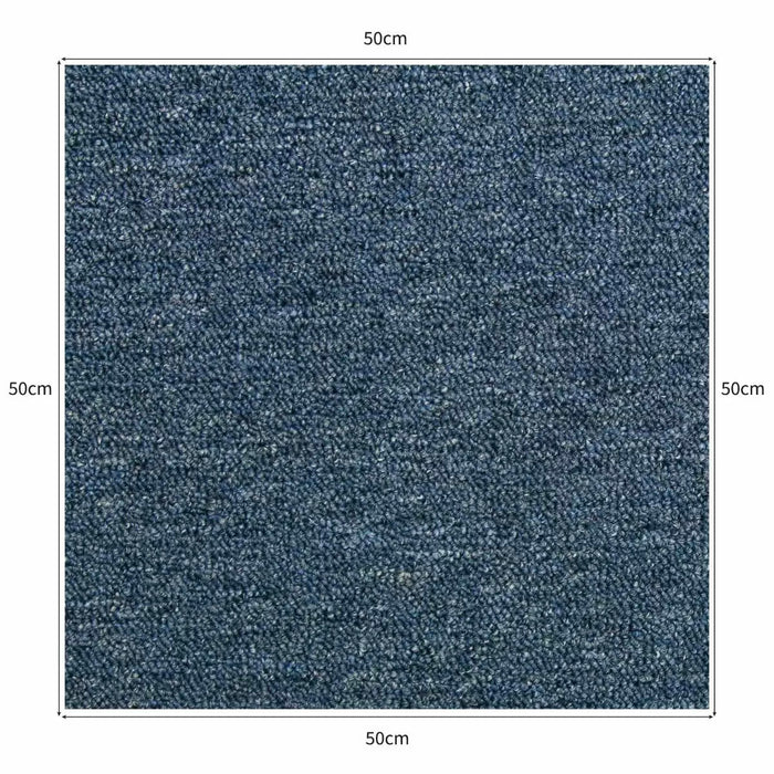 Set 20 Quadrotte di Moquette 50x50 cm 5mq in Blu Tempesta