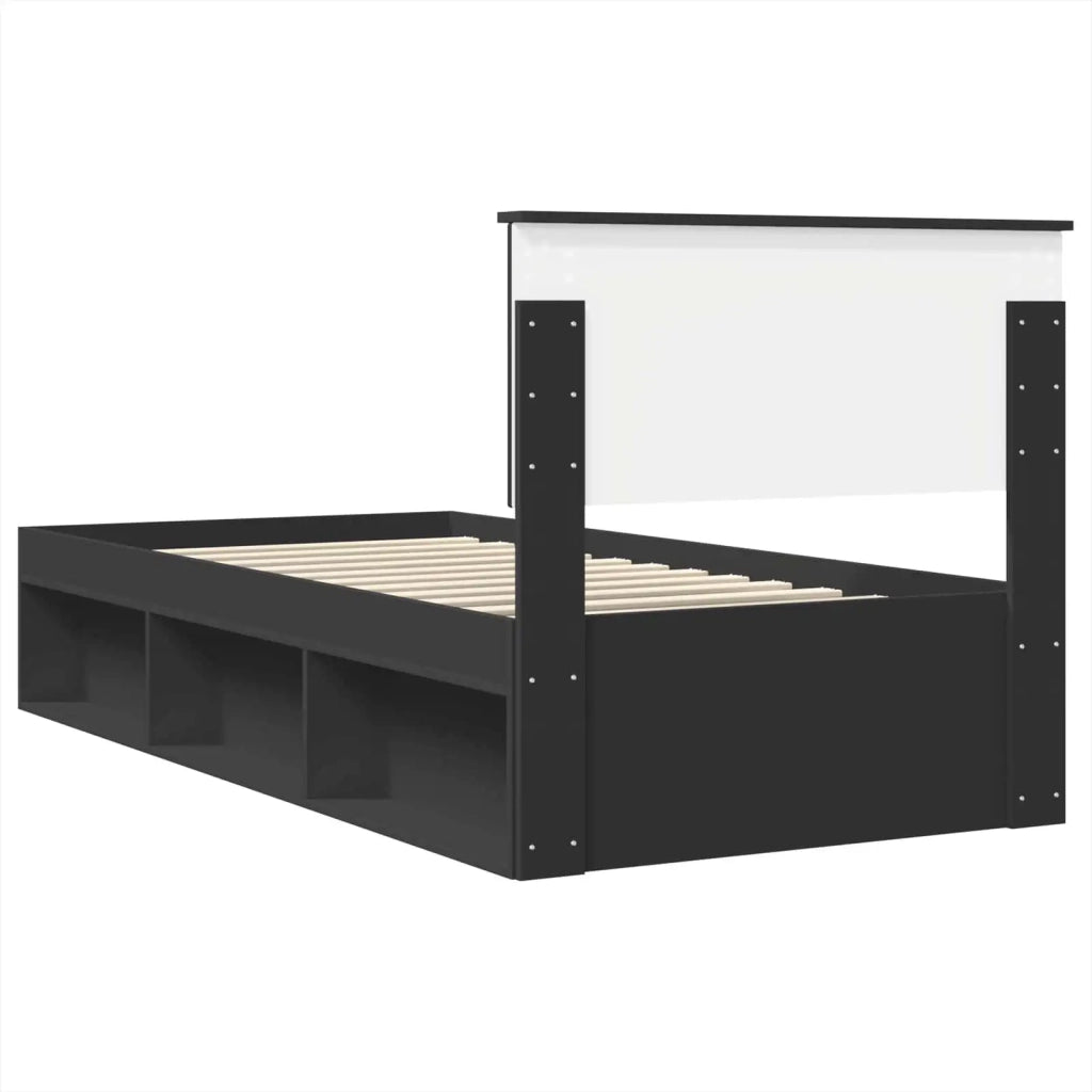 Struttura del letto-Giroletto Nero 90 x 200 cm Legno multistrato 971963