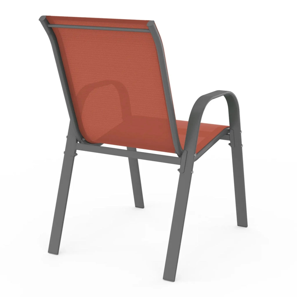 IDMarket - Set di 6 sedie da giardino impilabili LYMA in metallo e textilene terracotta