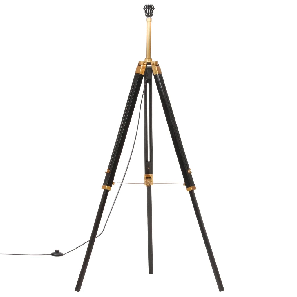 Lampada a Treppiede Nero e Oro in Massello di Teak 141 cm CFW1198621
