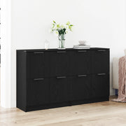 Credenze 2 pz Nero Rovere 60x30x70 cm Legno ingegnerizzato