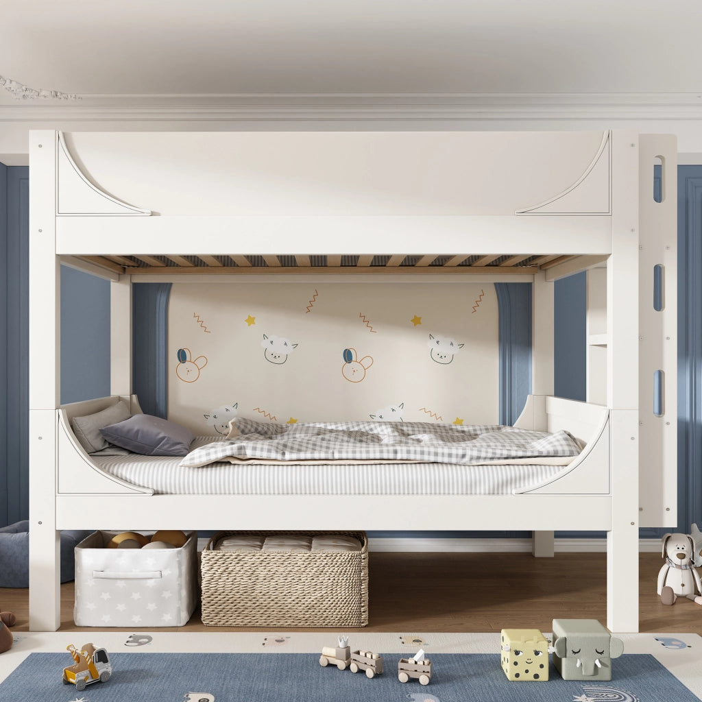 LETTO a castello separabile 90x200 cm bianco legno e metallo con scala reversibile