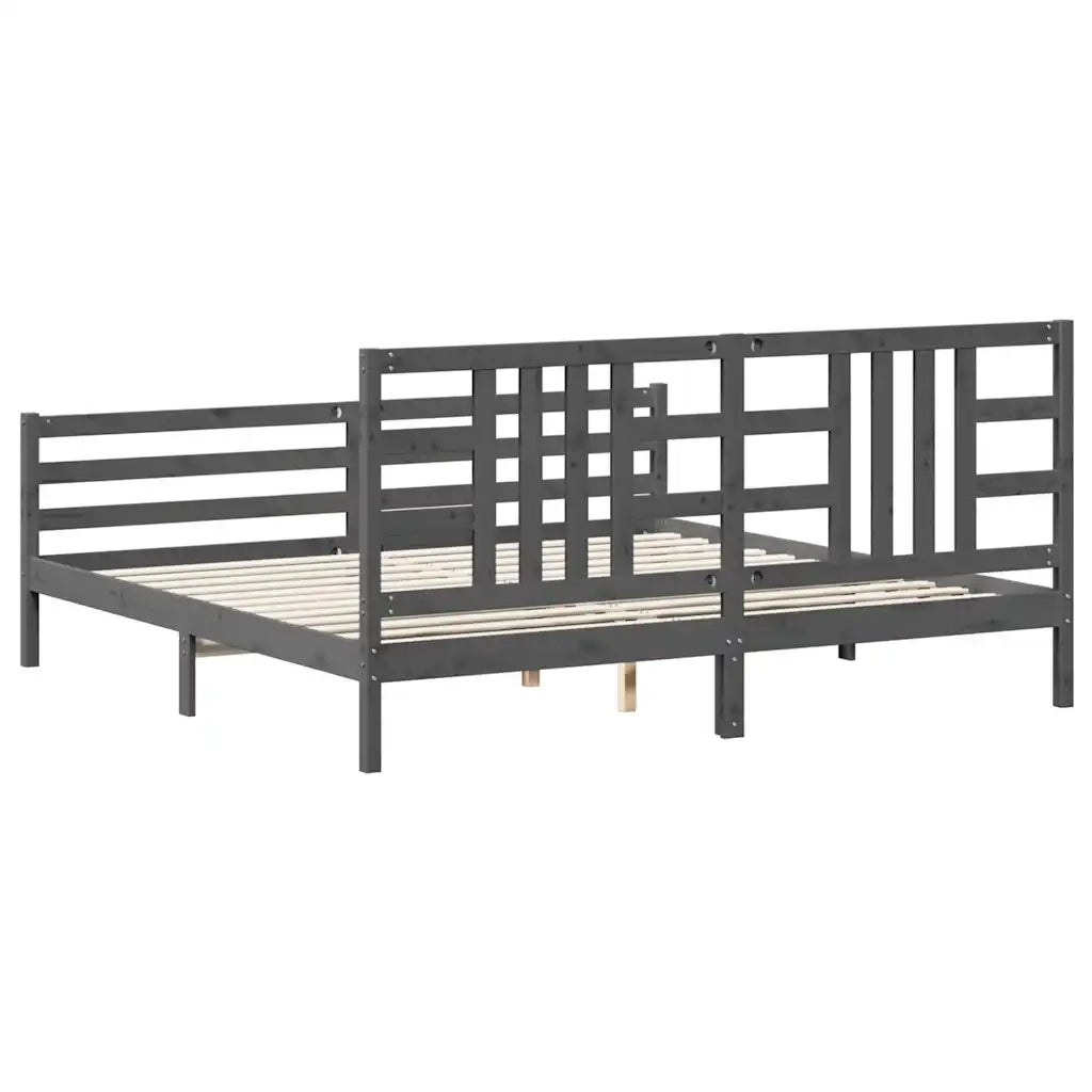 vidaXL Giroletto con Testiera Grigio 200x200 cm in Legno Massello