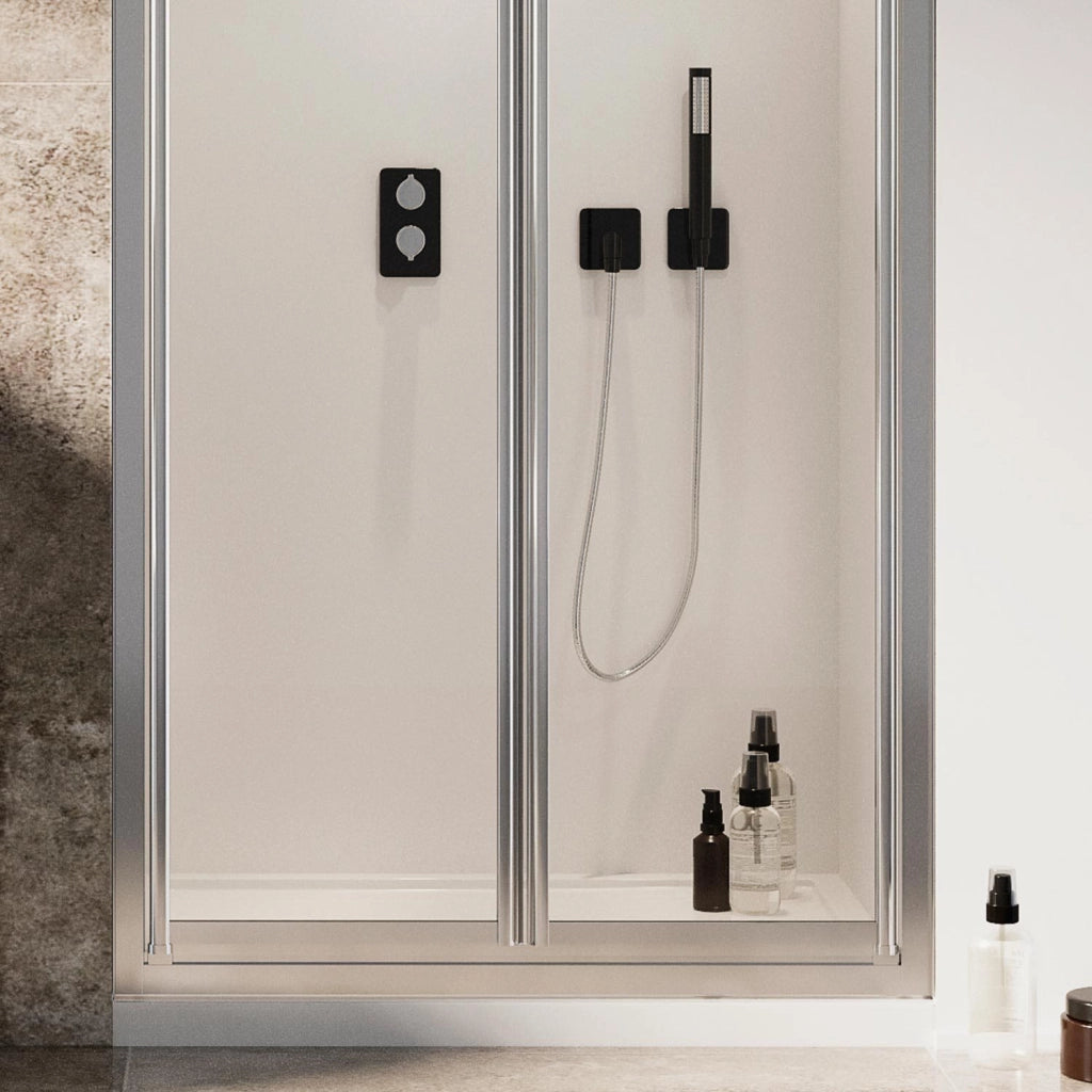Porta Doccia 80CM H185 Cristallo Trasparente Apertura Saloon con Doppia Anta Battente mod. Clint