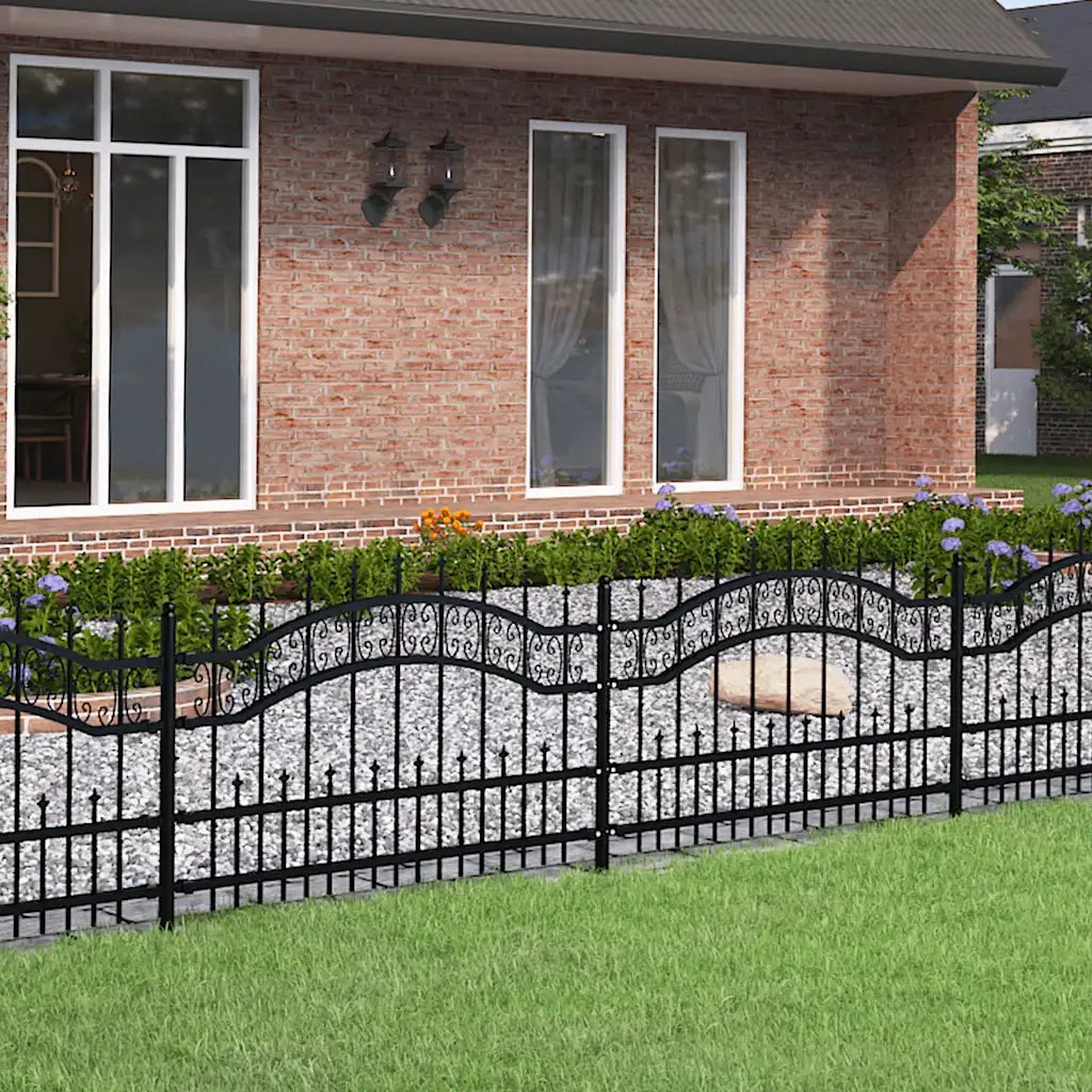 Recinzione da Giardino Kampen con Punta a Lancia Nera 240x75 cm in Acciaio 151084