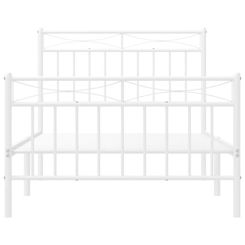 Giroletto con Testiera e Pediera Metallo Bianco 100x190 cm 373752