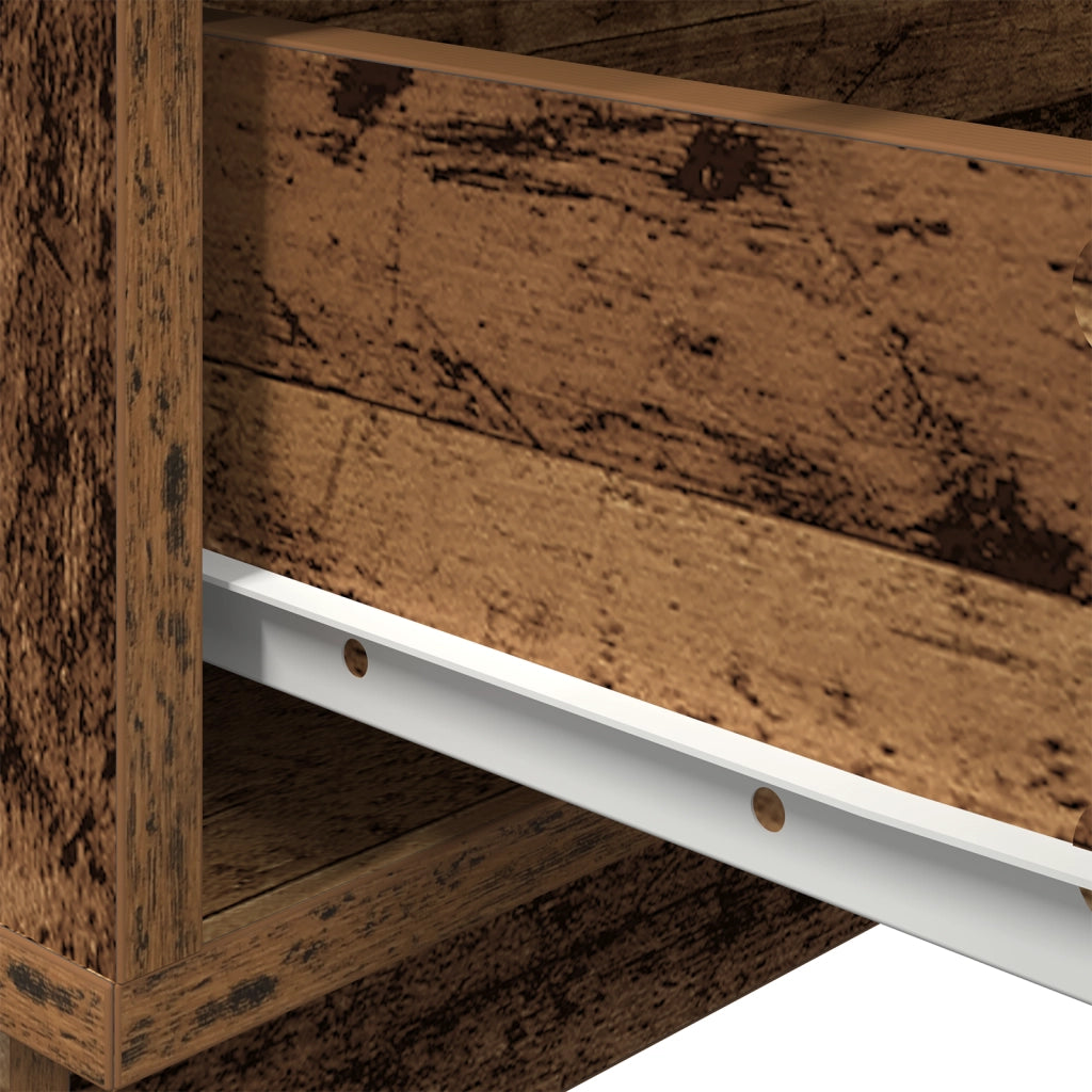 Comodino con Luci LED in Legno Antico 100x36x49 cm