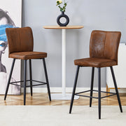Sgabelli da bar, 2 pezzi in tessuto marrone con schienale ergonomico, poggiapiedi e struttura in metallo nero, 54 × 49,5 × 53 cm