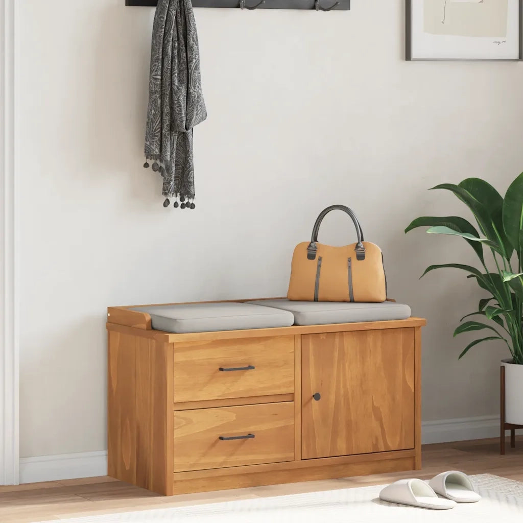 Panca da Corridoio-Sgabello-Panca con Contenitore SANDNES 87x40x50 cm Legno Massello di Pino 856450