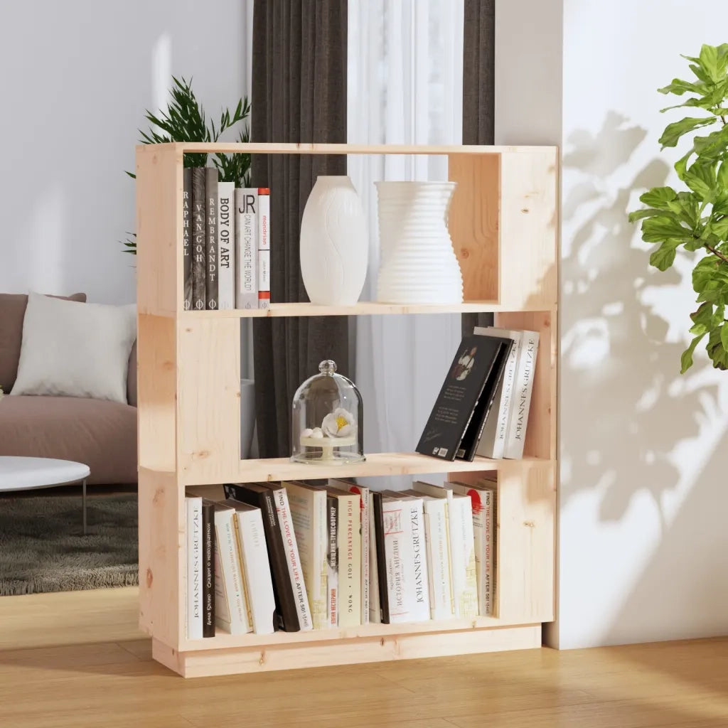 Libreria Divisorio-Scaffale per Libri-Mobile di Stoccaggio 80x25x101 cm in Legno Massello di Pino