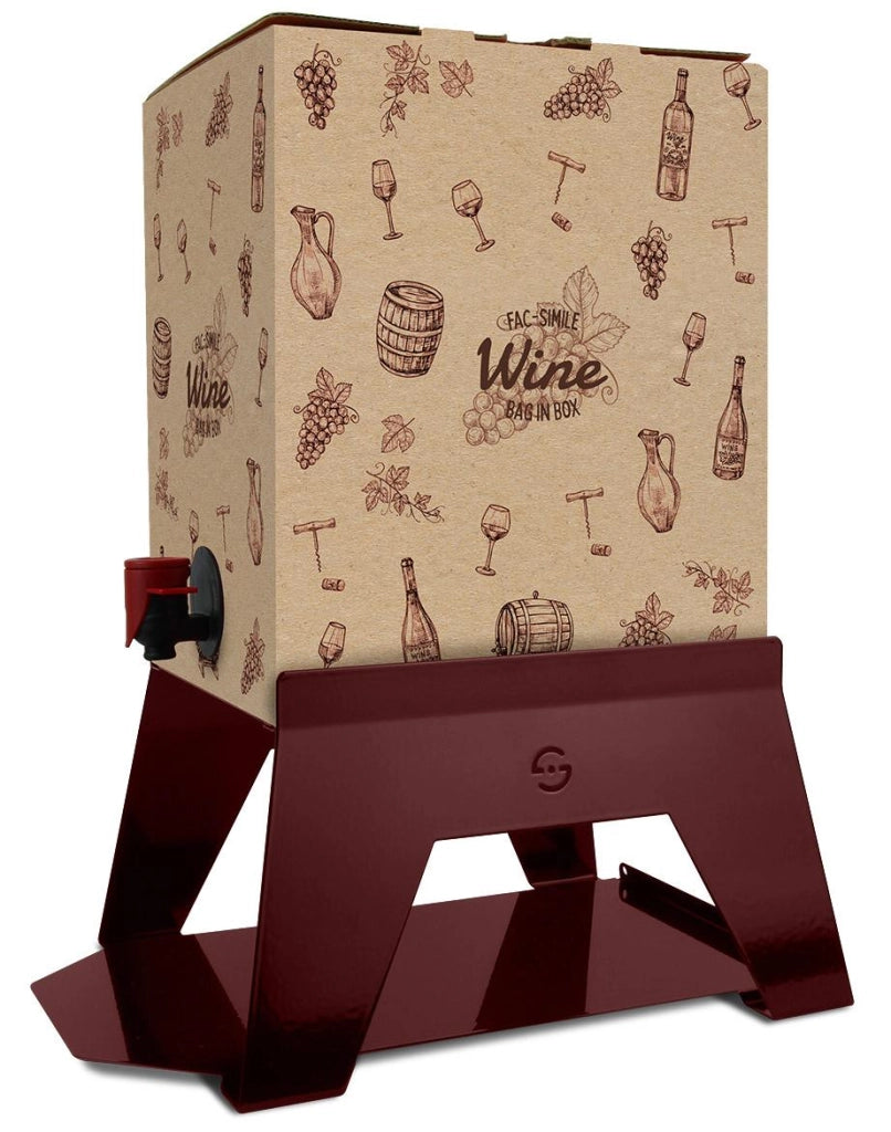 Supporto per Contenitore Vino 15 cm Bag 5L con Vassoio in Ferro Alluminato Lisa Luxury Bacco Rosso