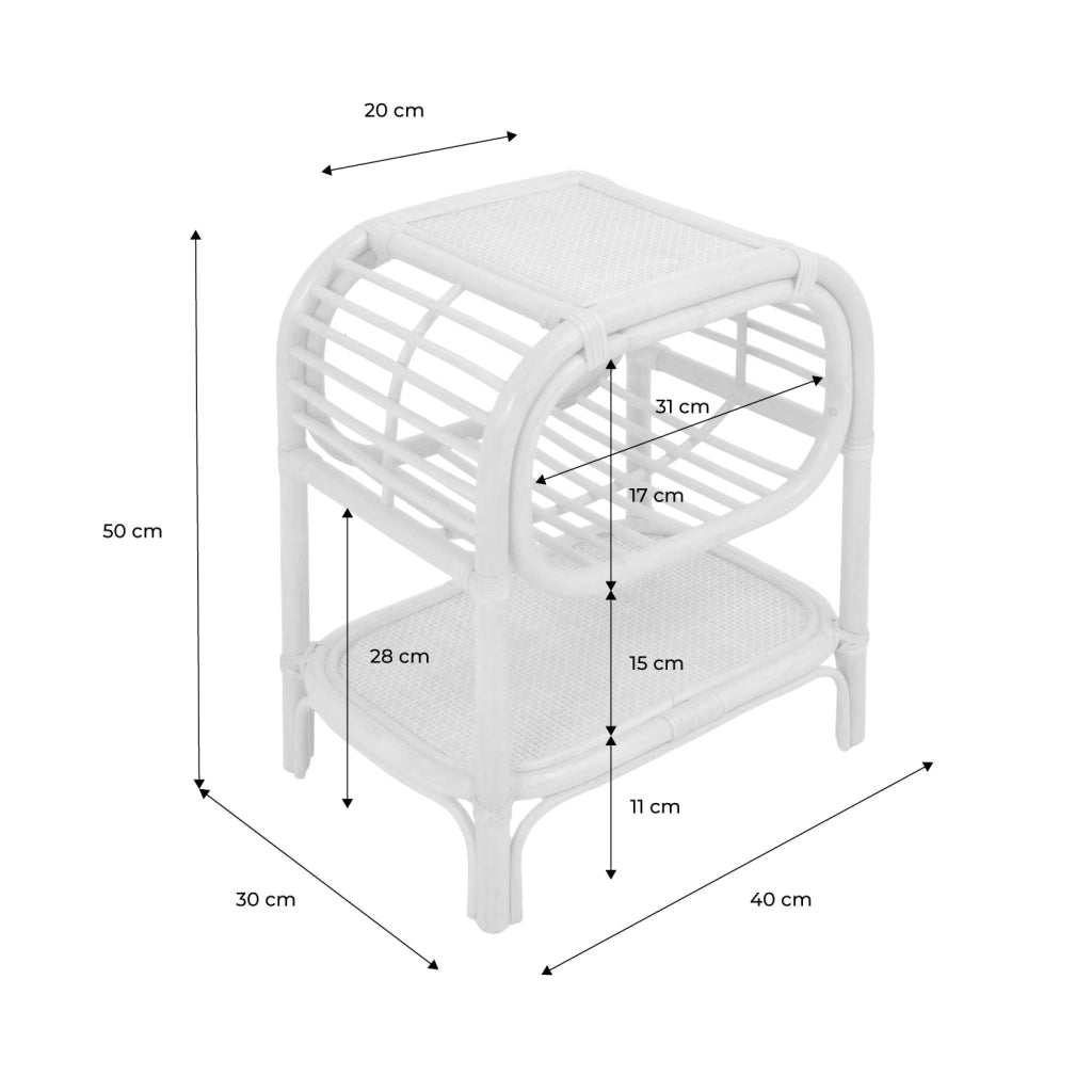 Set di 2 comodini in rattan naturale curvato, 1 vano, marrone naturale