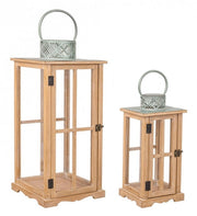 Lanterna Rettangolare Legno Verde Rustica da Interno - FATIMA